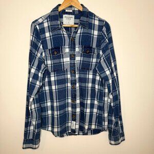 Abercrombie & Fitch Blue Plaid Muscle‎ Shirt Men's Large